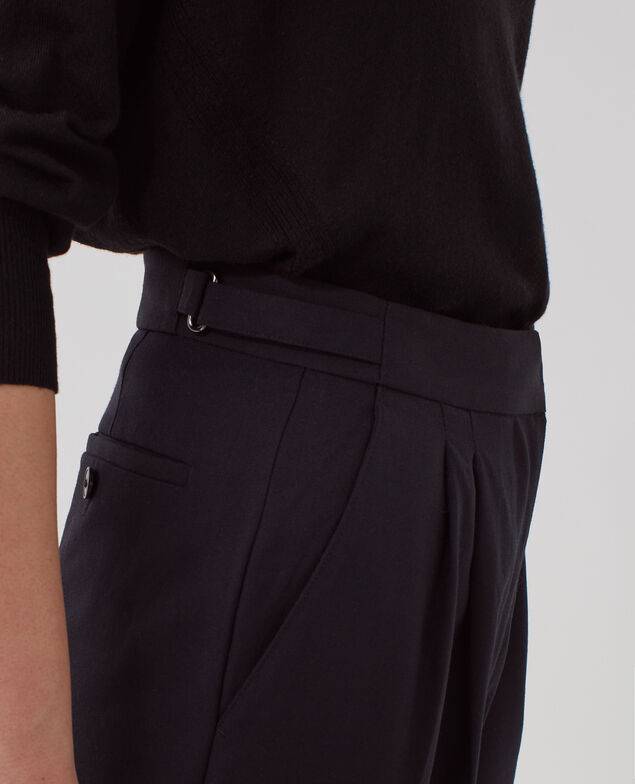 CAMILLE – Wollhose mit Steppfalten H091 black beauty