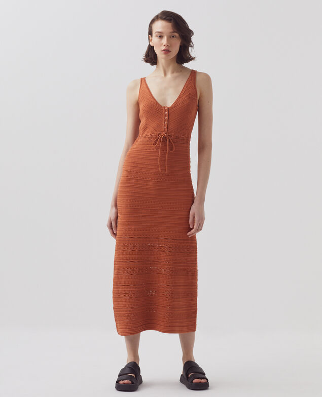 Gehäkeltes Kleid aus Baumwolle H350 amber brown