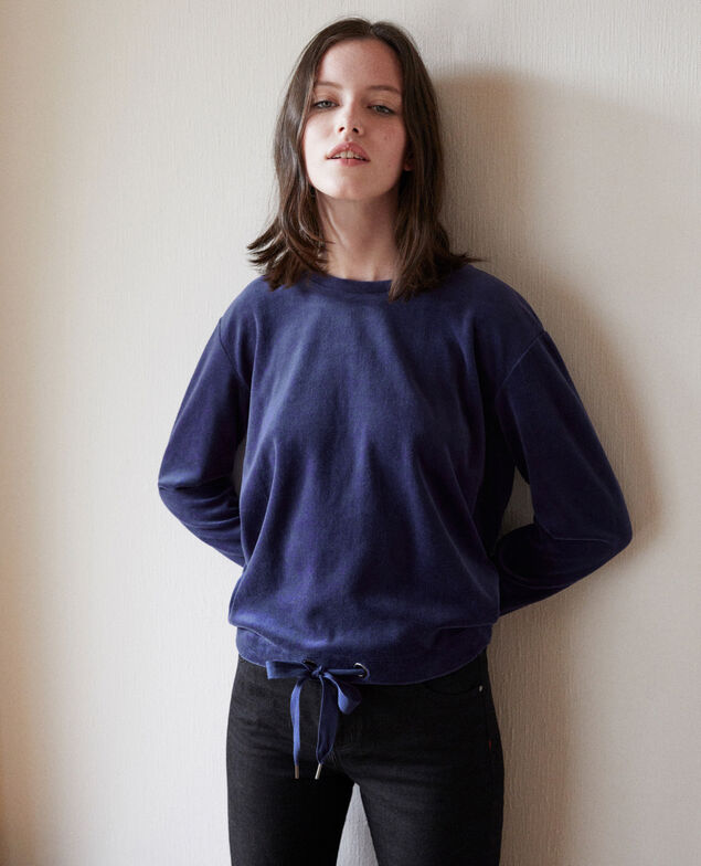 Sweatshirt aus Samt Medieval blue