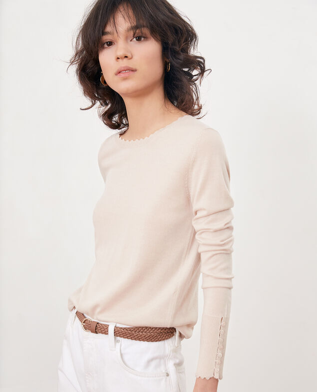 Feiner Pullover aus Wolle Biscuit