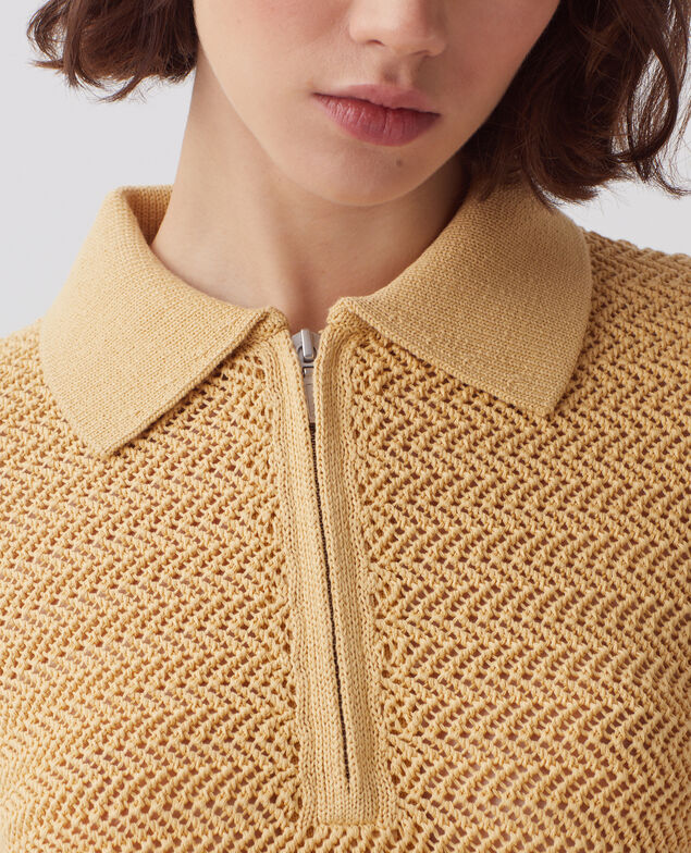 Baumwollpullover mit Polokragen mit Reißverschluss J420 moonstone