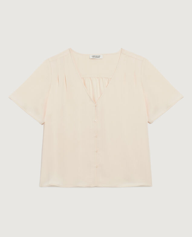Fließende Bluse mit V-Ausschnitt J300 natural