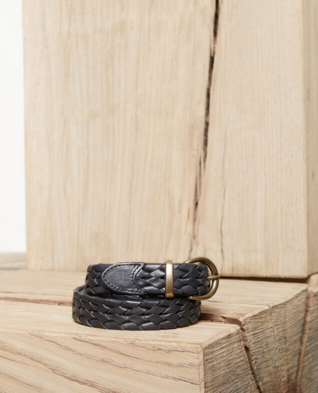 Flechtgürtel aus Leder Dark navy