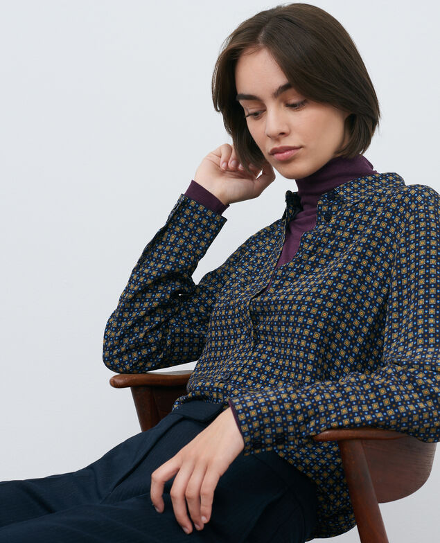 Gemusterte Bluse Cravate green