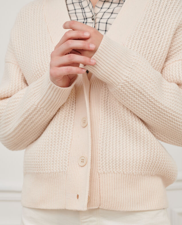 Cardigan aus Schurwolle 8801 01 offwhite