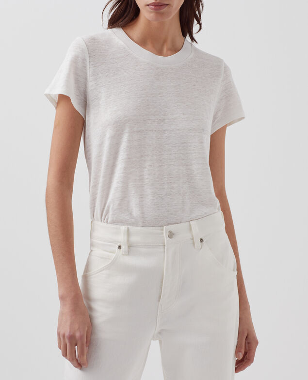 AMANDINE -  T-Shirt mit Rundhalsausschnitt aus Baumwolle H001 brillant white