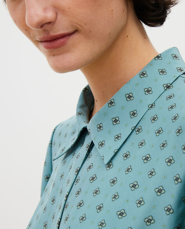 Hemdkleid aus Seide mit Gürtel Print mosaique treillis