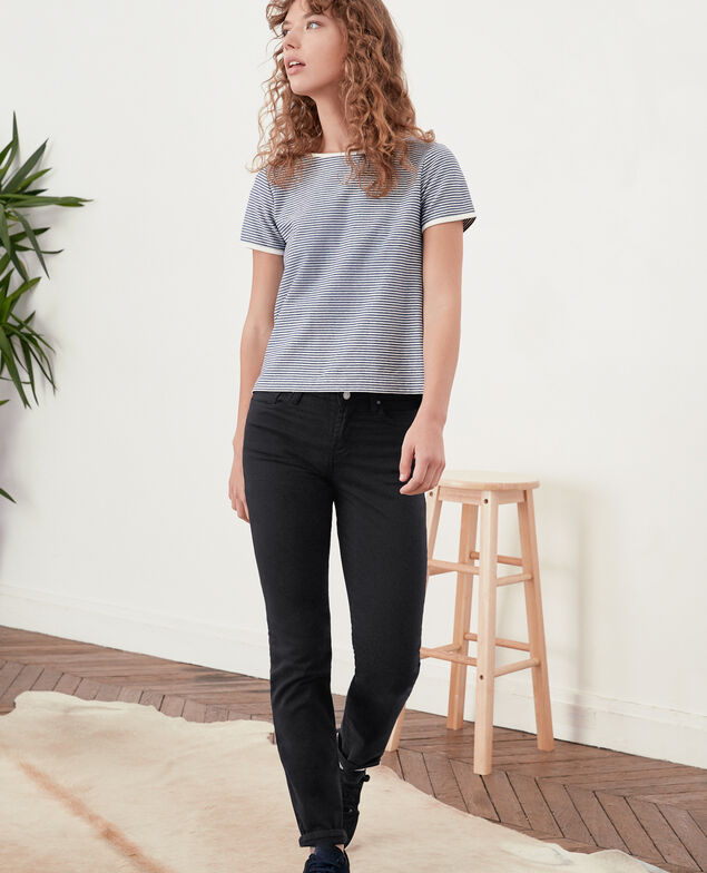 Jeans in Zigarettenform mit Pfirsichhauteffekt Navy