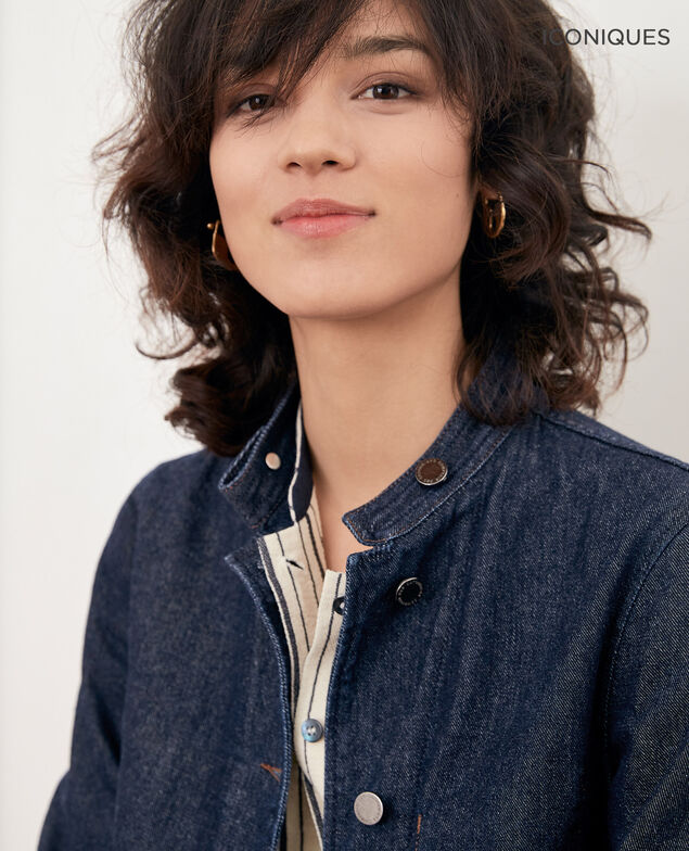 Jeansjacke mit Offizierskragen Indigo