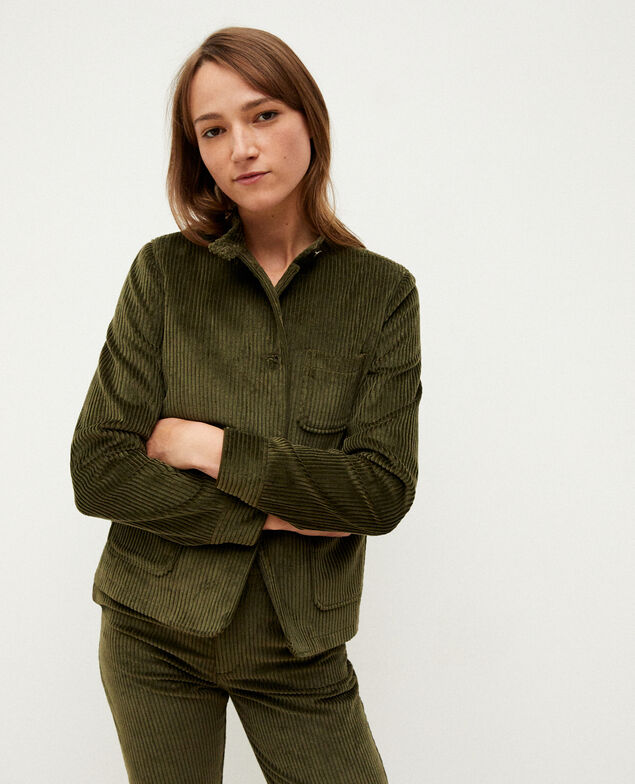 Jacke aus grobem Cord Olive night