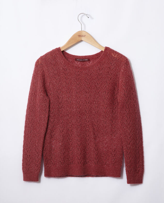 Pullover mit Mohair und Lurex Earth red
