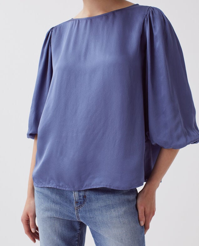 Fließende Bluse mit 3/4-Ärmel I640 gray blue