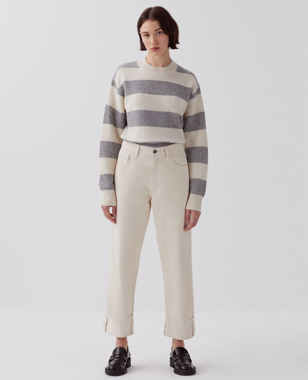 Regular Jeans mit breitem Revers U300 natural