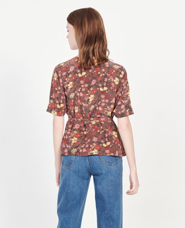  Wickelbluse aus Seide mit Flowerprint Print eden tortoiseshell