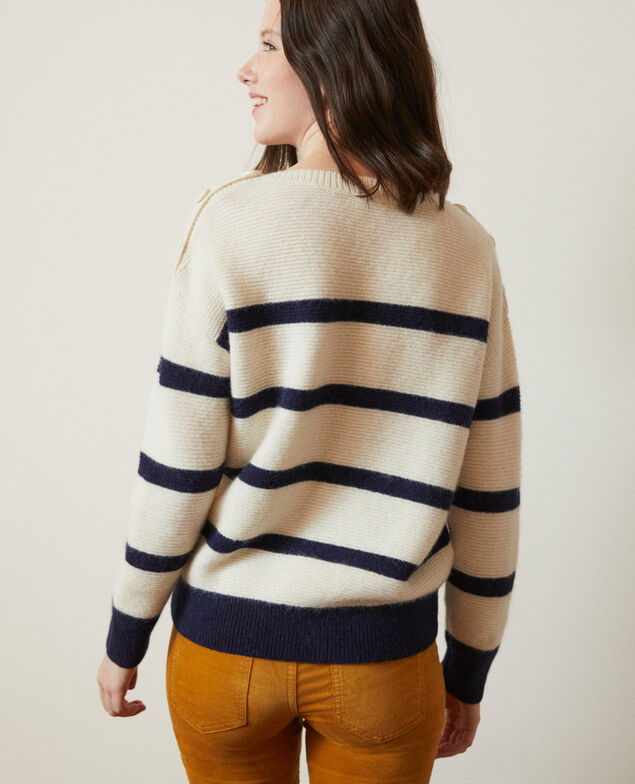 Pullover mit U-Boot-Ausschnitt Off white/peacoat