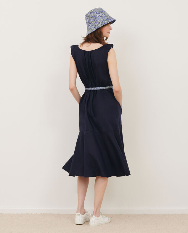Ausgestelltes Kleid aus Leinen 68 blue