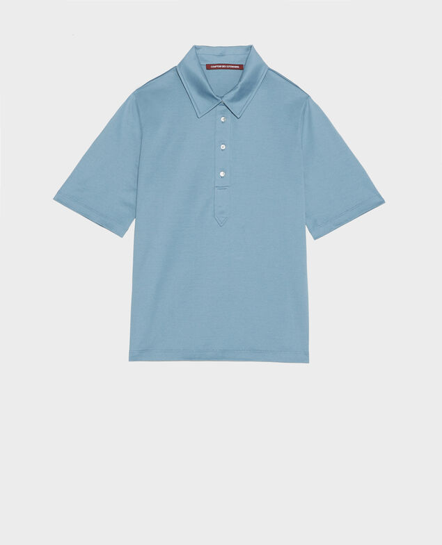 Polo-Shirt aus ägyptischer Baumwolle Bluestone