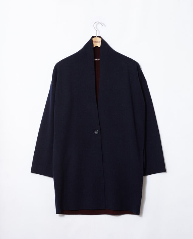 Cardigan aus doppelseitiger Wolle Blau