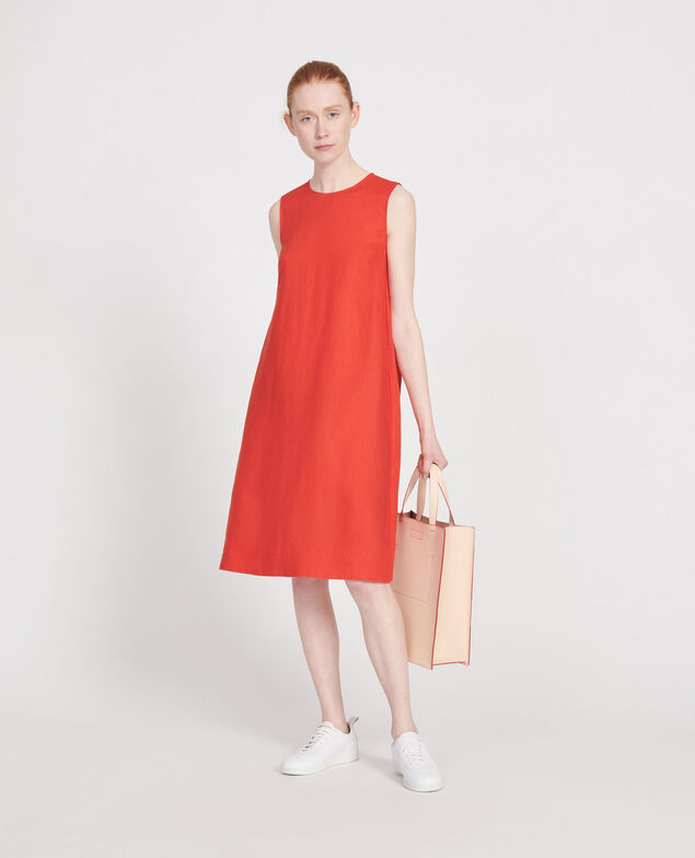 Kleid aus 100 % Leinen Fiery red