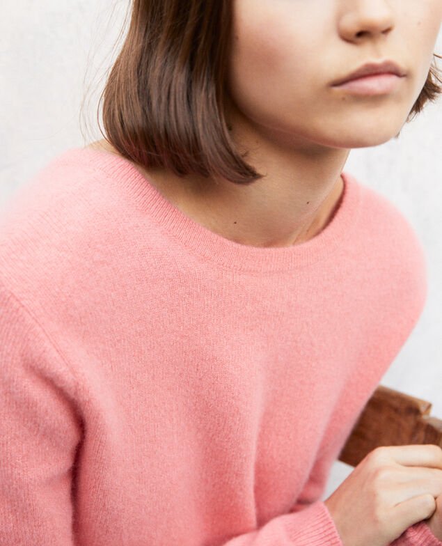 Pullover mit Rundhalsausschnitt aus Mohair Salmon pink
