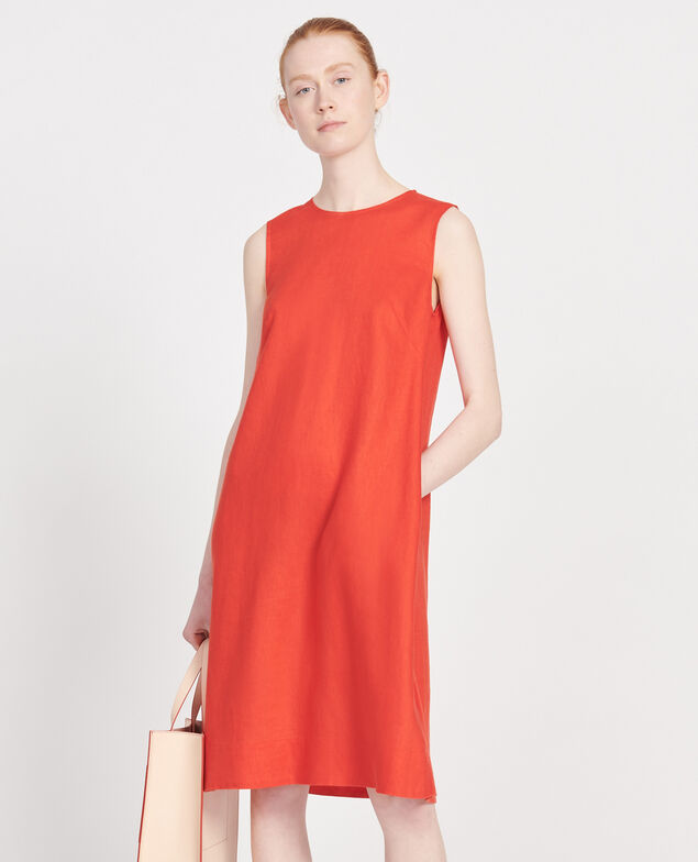 Kleid aus 100 % Leinen Fiery red