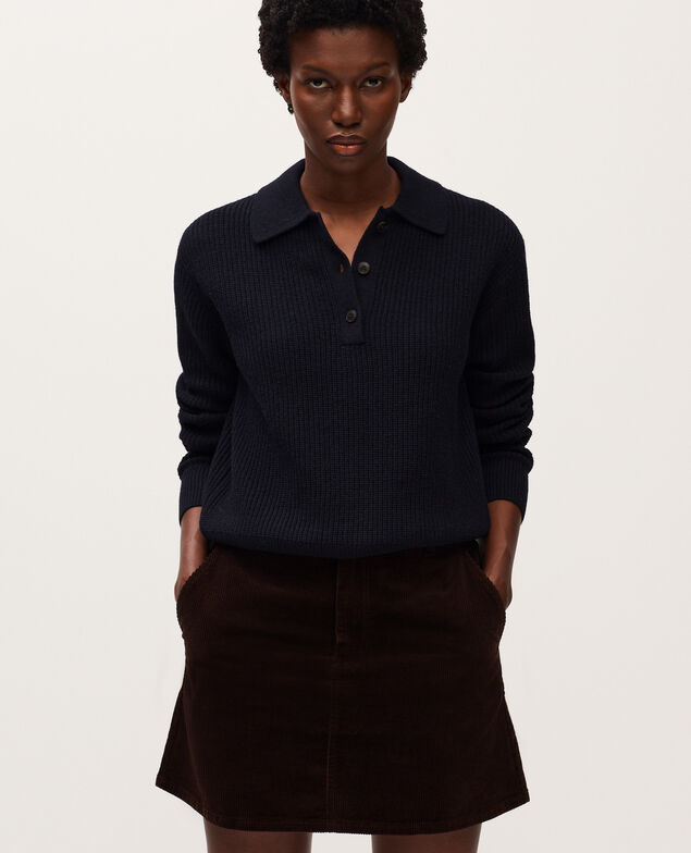 Pullover mit Polokragen U690 navy