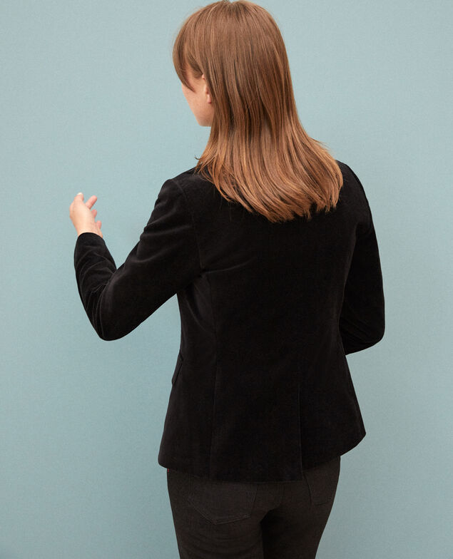 Anzugjacke aus Spiegelsamt  Schwarz