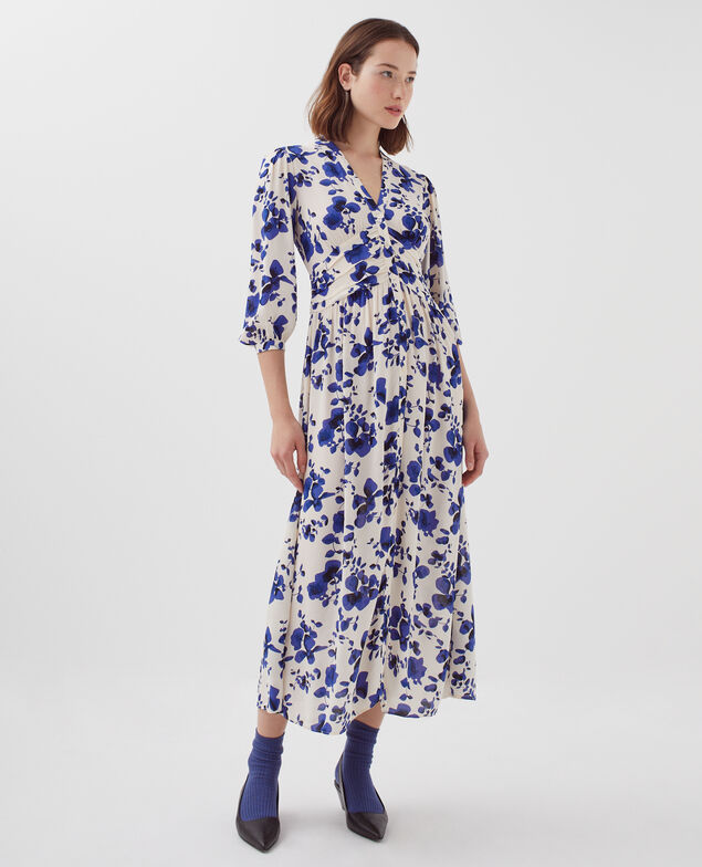 Langes fließendes Kleid I302 floral white