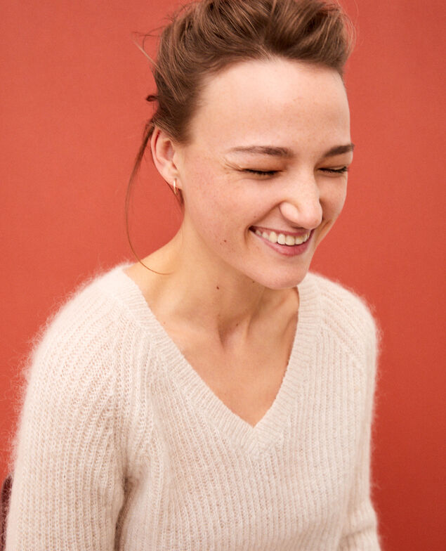Pullover mit Mohair und Lurex Silver gray/off white/lurex