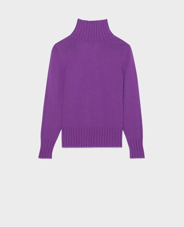 Pullover mit hohem Kragen aus Schurwolle 6022c brghtviolet