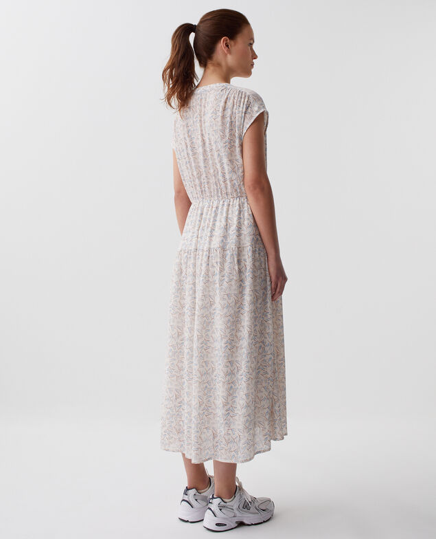 Langes Kleid aus Plissee-Baumwolle H613 fleurette blue