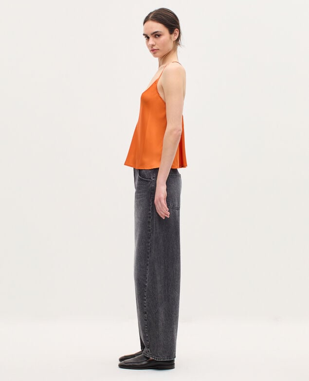 Satiniertes Top mit schmalen Trägern K240 apricot orange