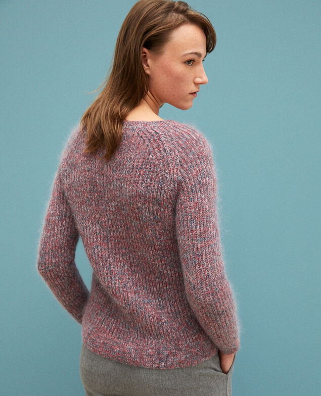 Melierter Pullover aus Mohair Pompeian red/ultra green/off white