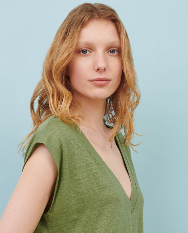 Kurzes Kleid aus Leinen 52 green