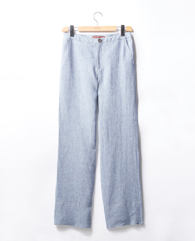Leinenhose mit weitem Schnitt Azur