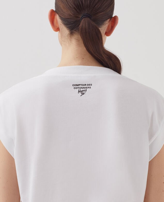 Boxy T-Shirt aus Baumwolle J001 white base words