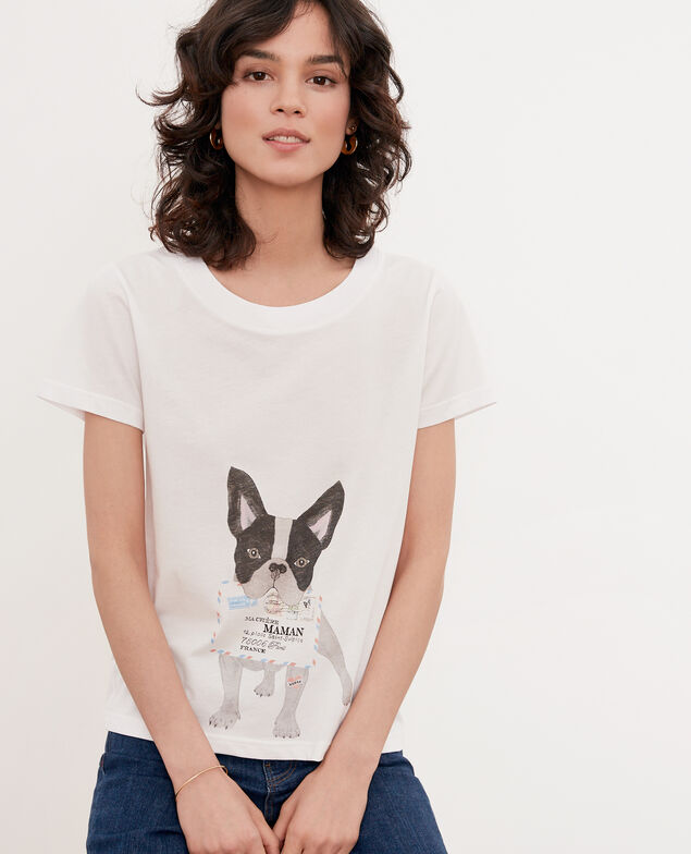T-Shirt mit Leon-Motiv Off white