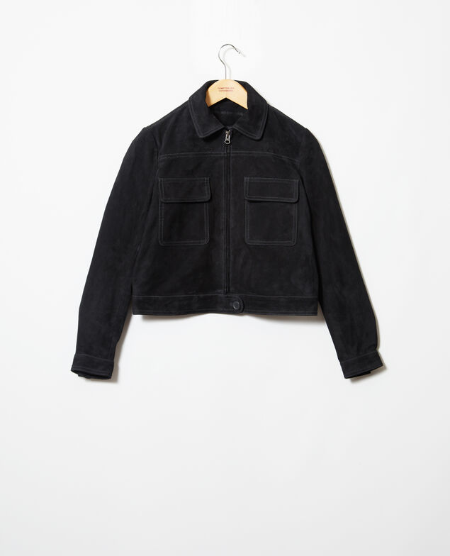 Kurze Wildlederjacke Noir