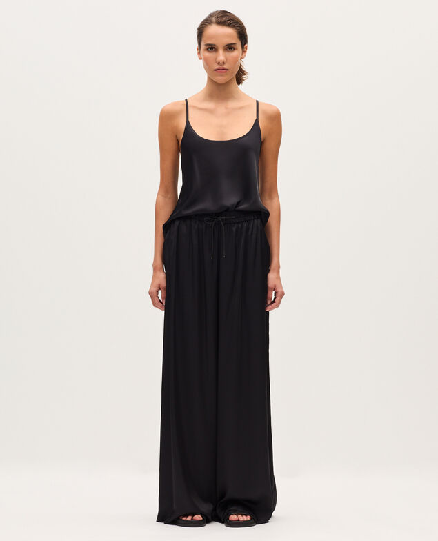 Weite satinierte Hose mit fließendem Fall H091 black beauty