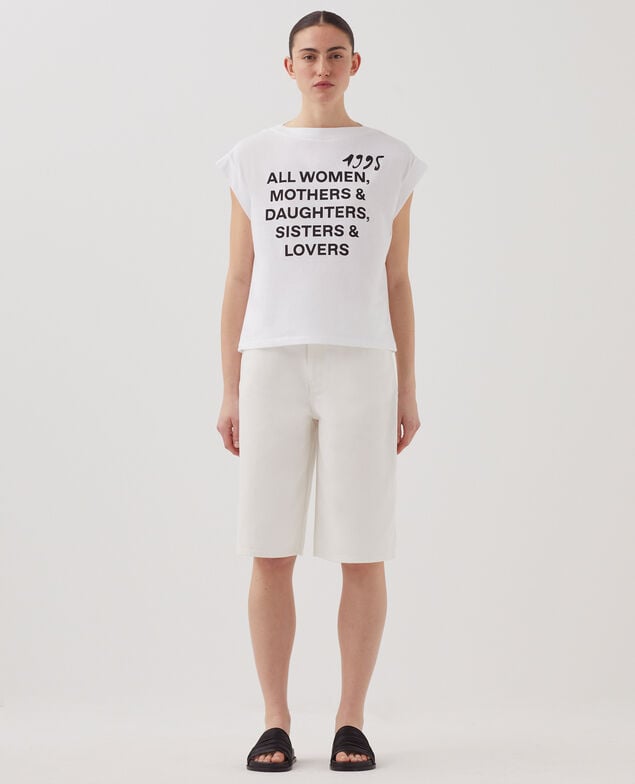 Boxy T-Shirt aus Baumwolle J001 white base words