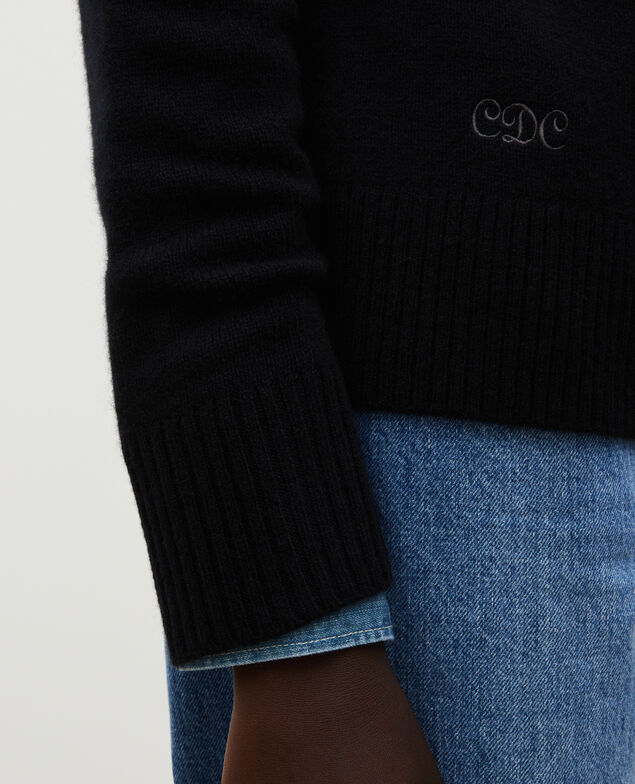Pullover aus Kaschmir mit U-Boot-Kragen Black beauty