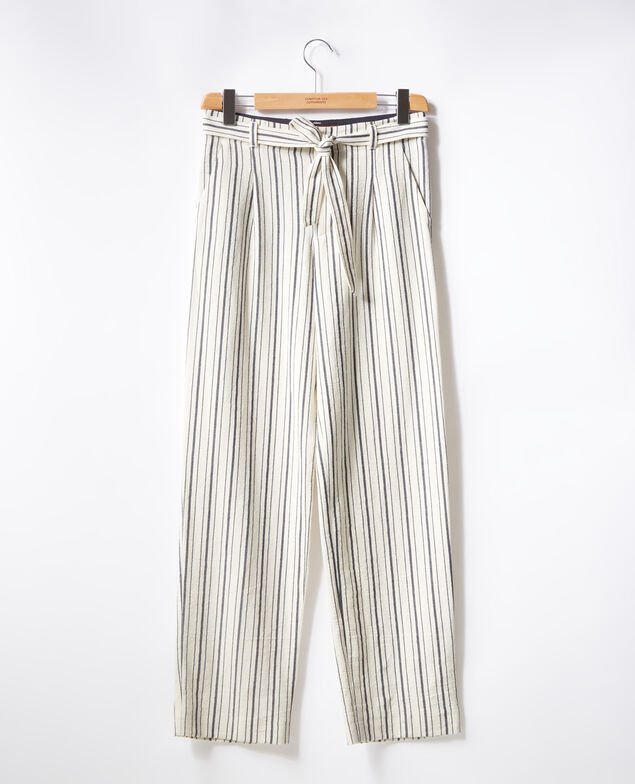 Weite, gestreifte Hose Off white/navy stripes