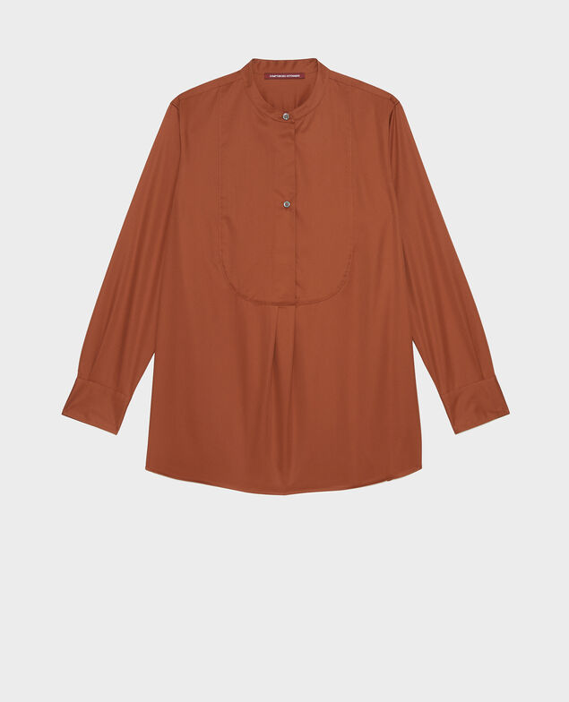  Oversize Baumwollhemd mit Brusteinsatz Tortoise shell