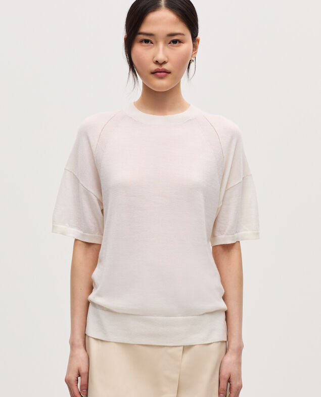 Pullover aus Merinowolle und Seide H013 gardenia