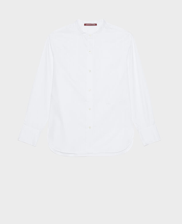 Baumwollbluse mit Rundhalsausschnitt Brilliant white