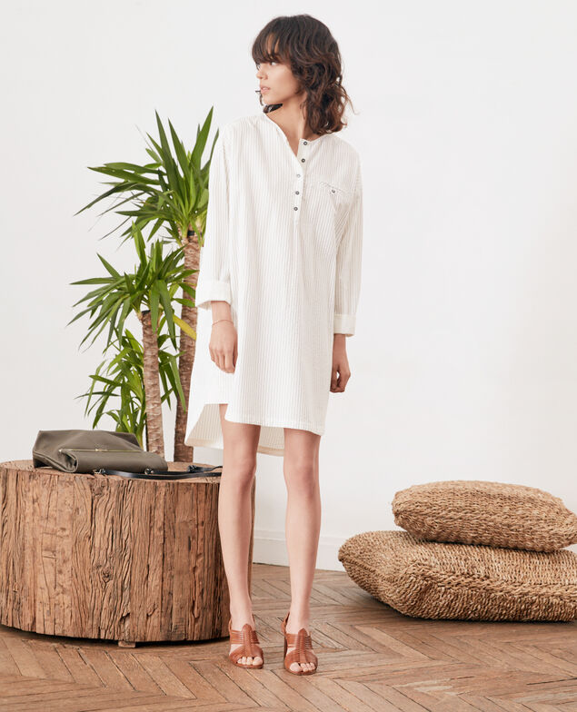 Gestreifte Tunika Off white/navy stripes