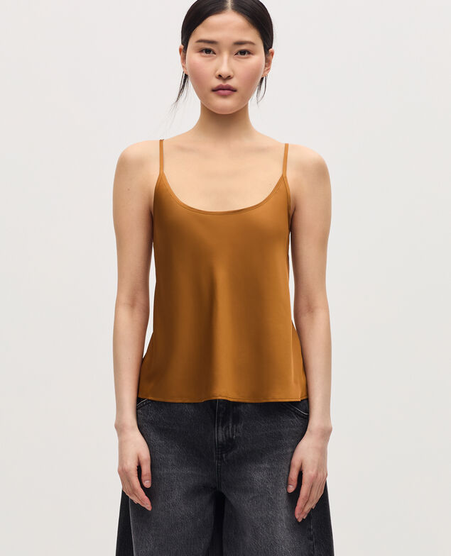 Satiniertes Top mit schmalen Trägern K340 bone brown