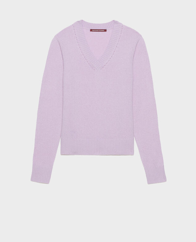 Cardigan aus Kaschmir mit V-Ausschnitt Pastel lilac