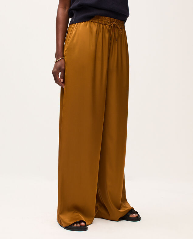 Weite satinierte Hose mit fließendem Fall K340 bone brown