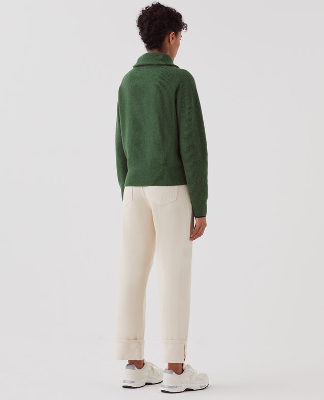 Rollkragenpullover mit Reißverschluss aus Wolle U550 green